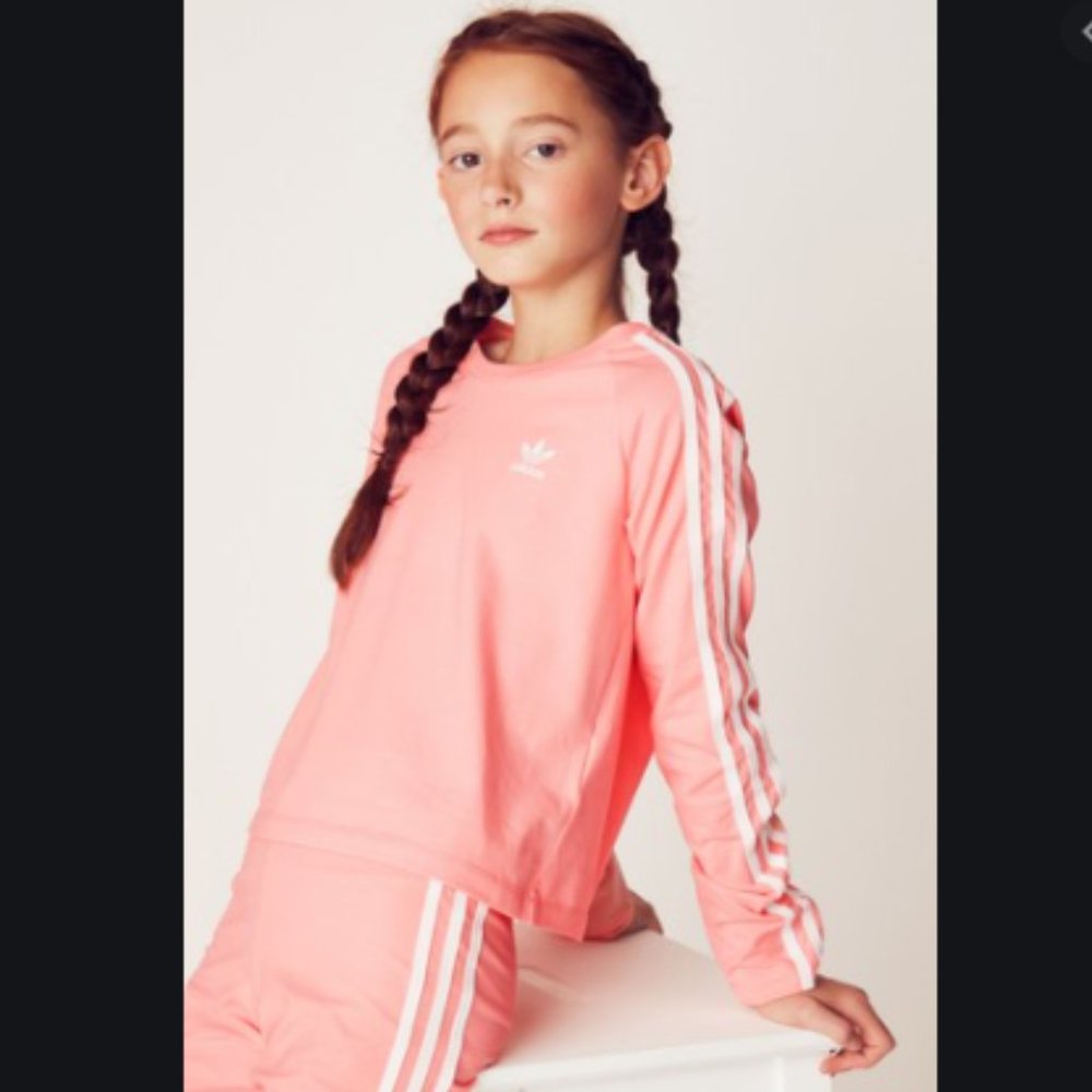 Adidas Pink 3-Stripes Long Sleeve Tee M